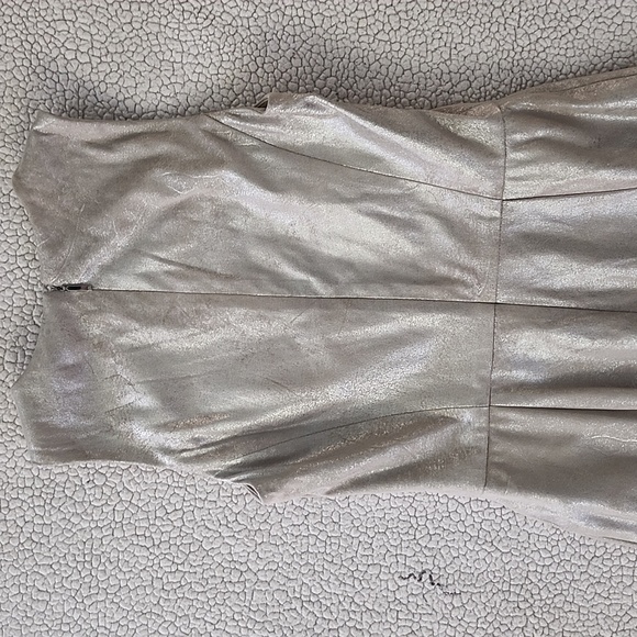 Lauren by Ralph Lauren straight dress size 4 metallic champagne color lined - Picture 4 of 13